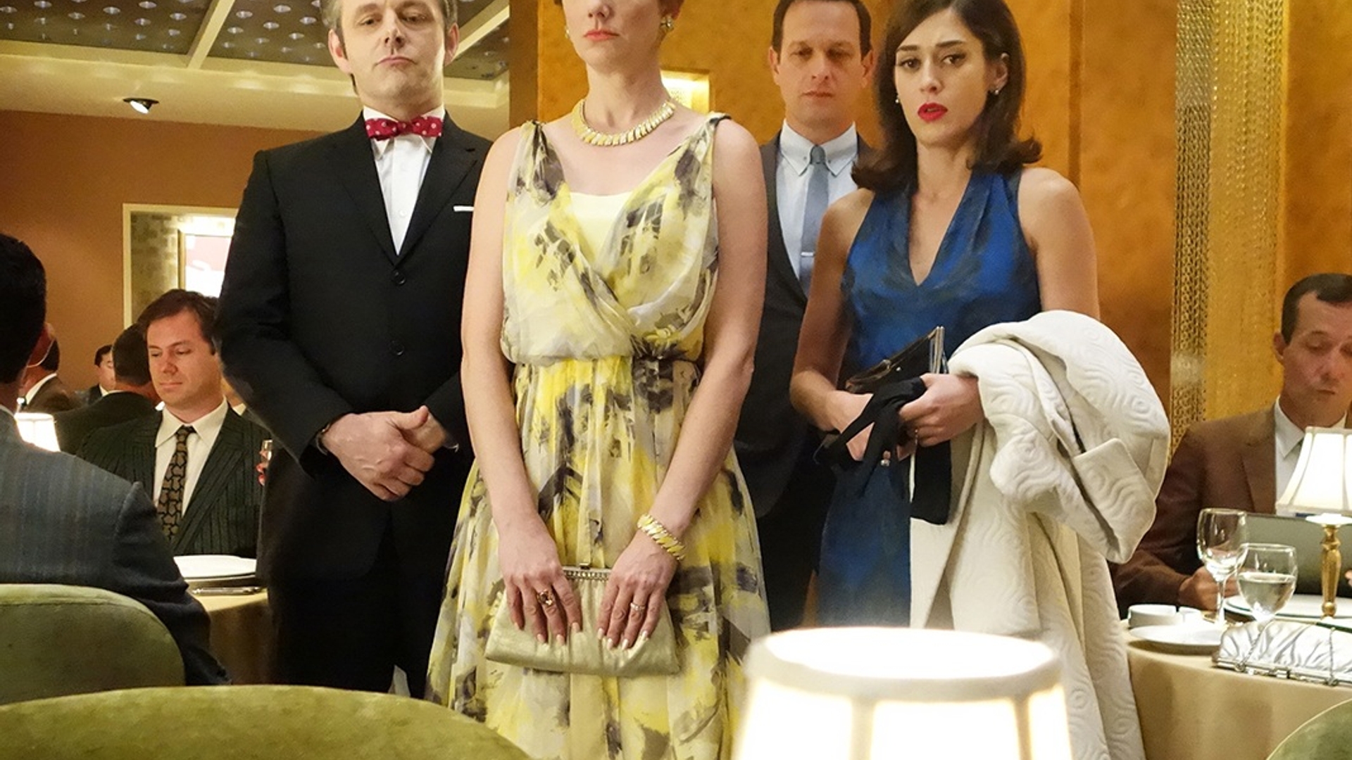 MASTERS OF SEX, l-r: Michael Sheen, Judy Greer, Josh Charles, Lizzy Caplan in 'Party of Four'
