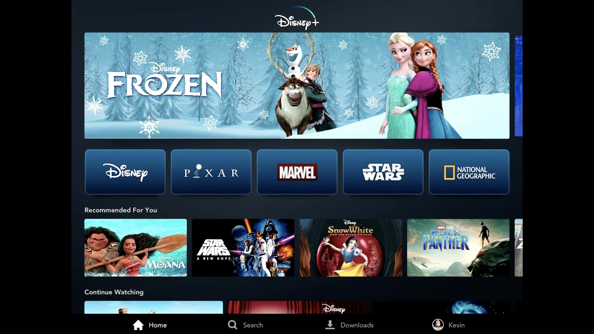 Disney+ interface